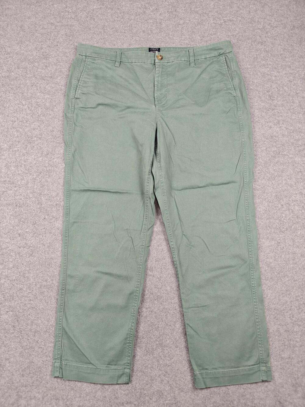 J.CREW Pants Womens 16 Green High-Rise Girlfriend Chino Tapered Stretch